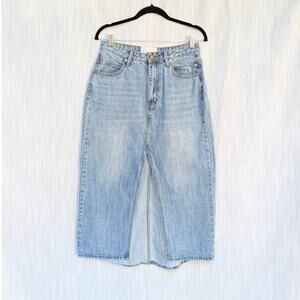 Free People One Teaspoon Rocko Denim A-line Midi Skirt Ocean, size 27